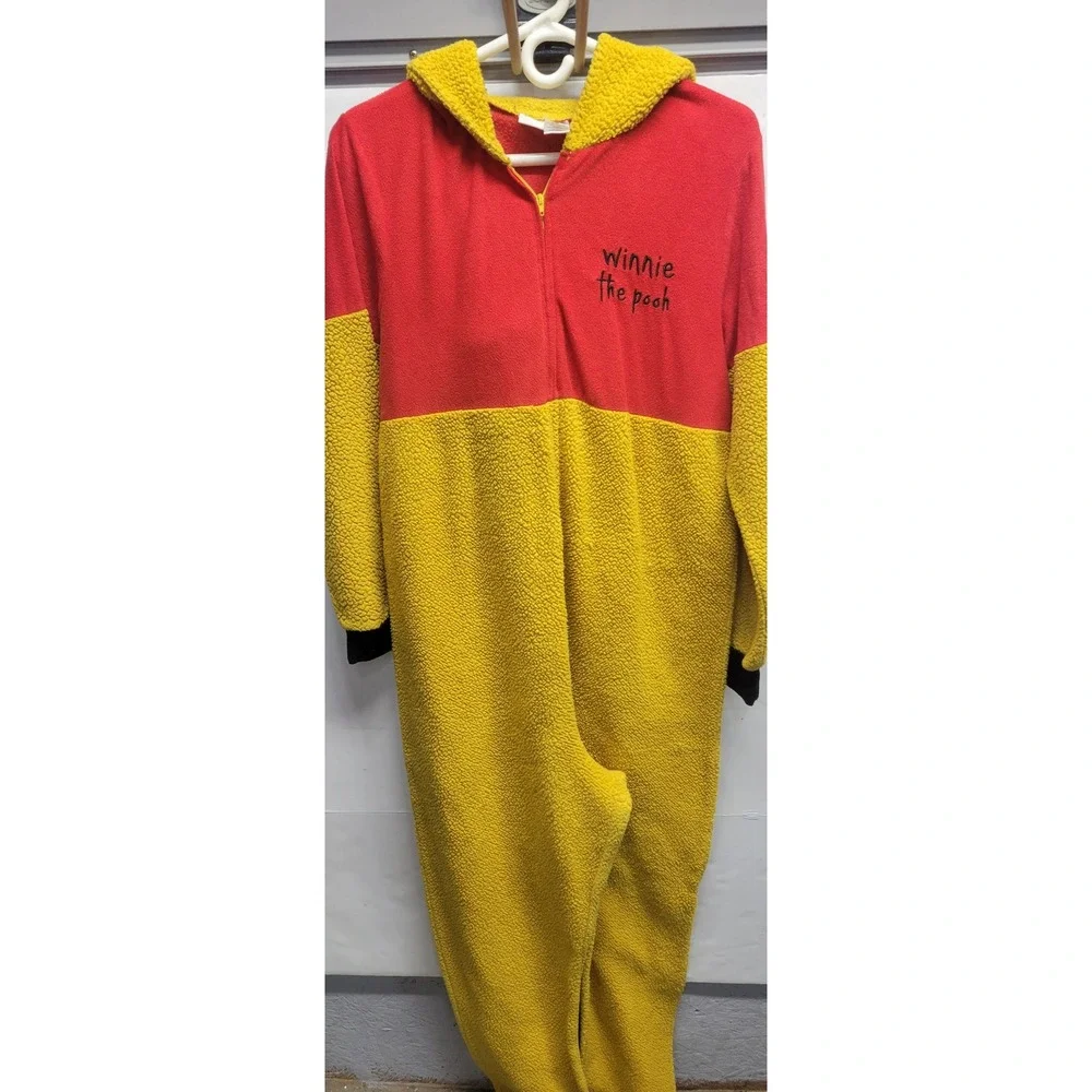Disney Kids Winnie the Pooh Fleece Hooded Pajamas Onesie‎ XLarge 18 20
